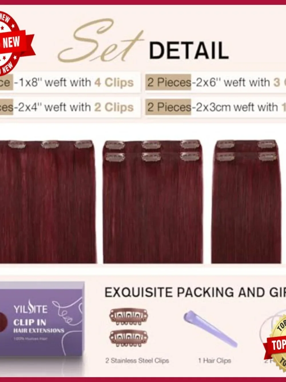 18 Inch Real Human Hair Clip In Extensions 7pcs Double Weft Thick